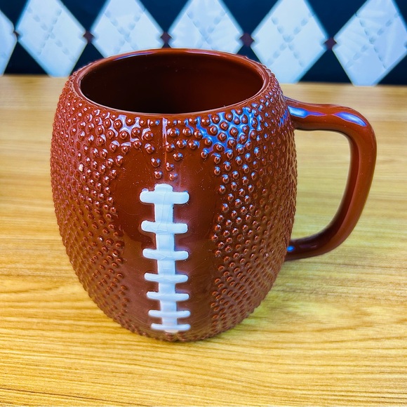 Large Football Mug Sculptural Ceramic Textured Fan Drinkware - Picture 2 of 6